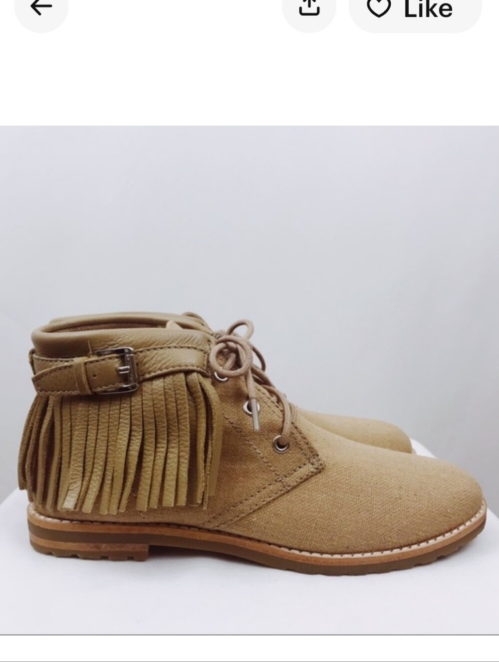Michael Kors woven linen and leather fringe shoes W/ Buckle Size 9.5